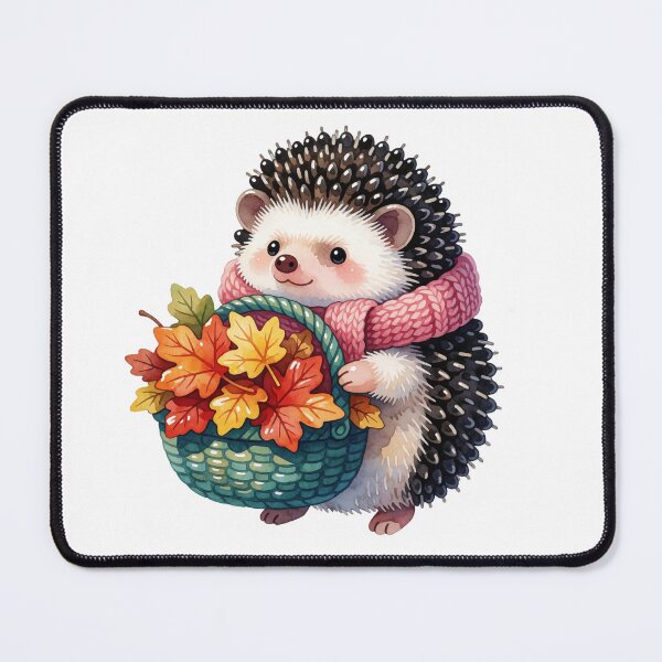 Item preview, Autumn Hedgehog with Leaf Basket | Cute Cottagecore Forest Animal designed and sold by AillustriaAK.