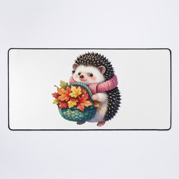 Item preview, Autumn Hedgehog with Leaf Basket | Cute Cottagecore Forest Animal designed and sold by AillustriaAK.
