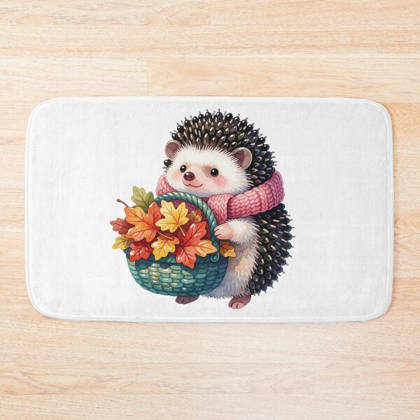 Item preview, Autumn Hedgehog with Leaf Basket | Cute Cottagecore Forest Animal designed and sold by AillustriaAK.