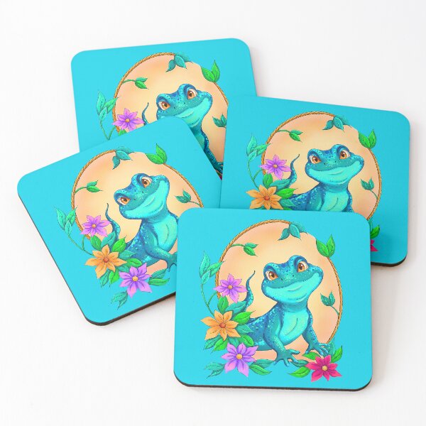 Item preview, Happy Colorful Lizard Gecko Cartoon with Flowers designed and sold by LaRoach Digital Arts.