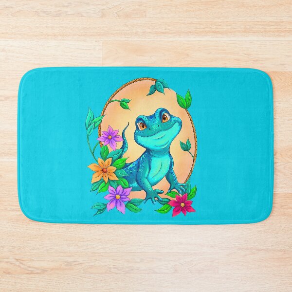 Item preview, Happy Colorful Lizard Gecko Cartoon with Flowers designed and sold by LaRoach Digital Arts.