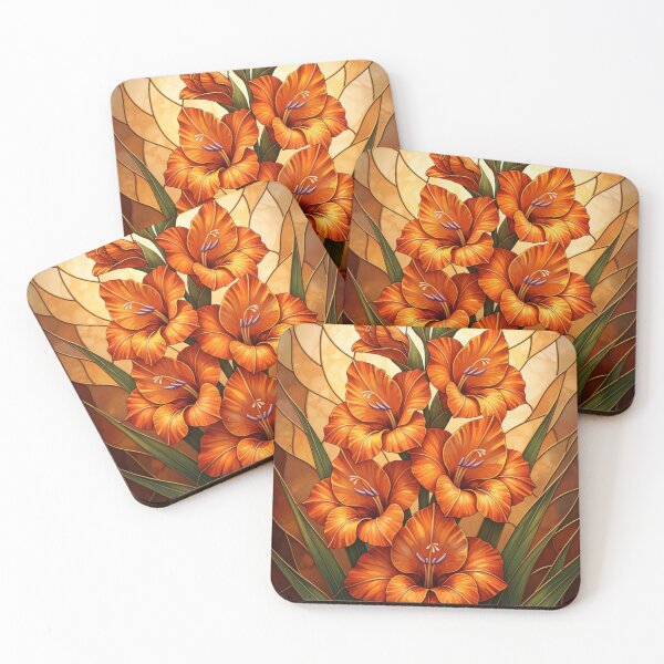 Item preview, Tangerine Splendor - Vintage Botanical Orange Gladiolus designed and sold by Exquisite Design Studio „Paculówka”.