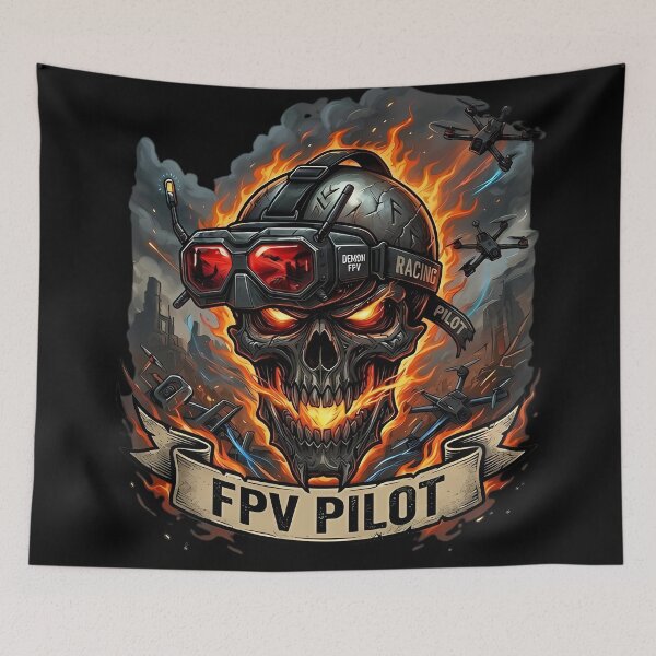 Item preview, FPV Drone Pilot Demonic Skull designed and sold by KwiatoS.