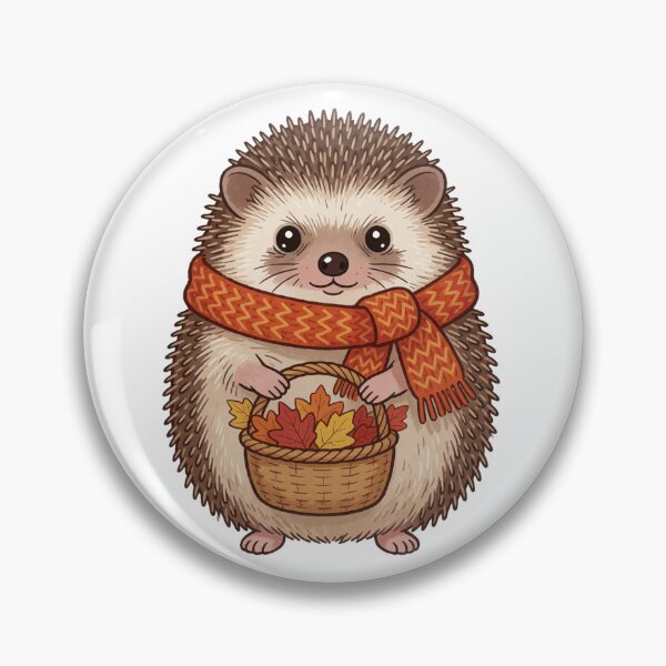 Item preview, Autumn Hedgehog with Leaf Basket | Cute Cottagecore Forest Animal designed and sold by AillustriaAK.