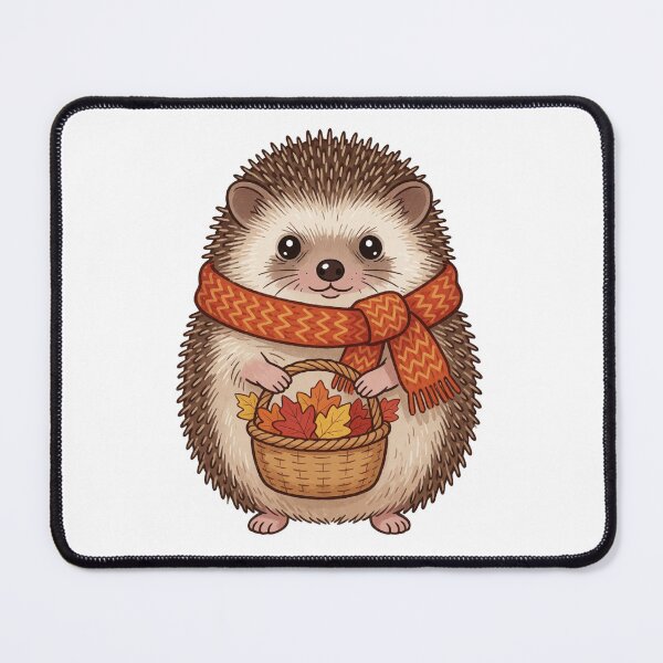 Item preview, Autumn Hedgehog with Leaf Basket | Cute Cottagecore Forest Animal designed and sold by AillustriaAK.
