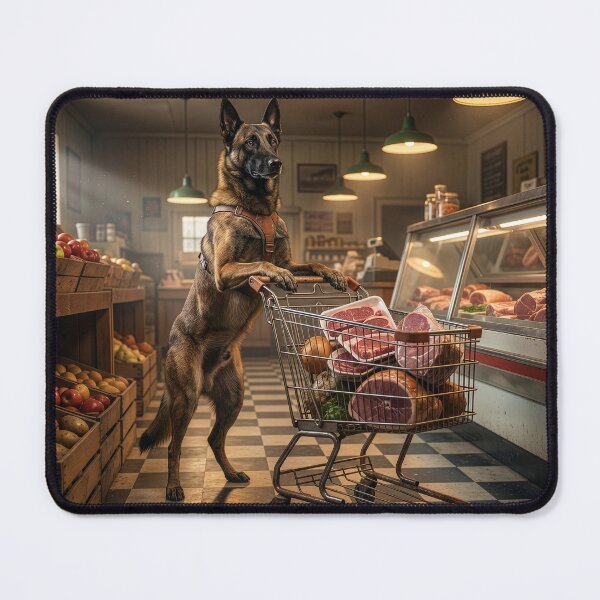 Item preview, Belgian Malinois Shepherd Visits the Butcher designed and sold by Tridentulus.
