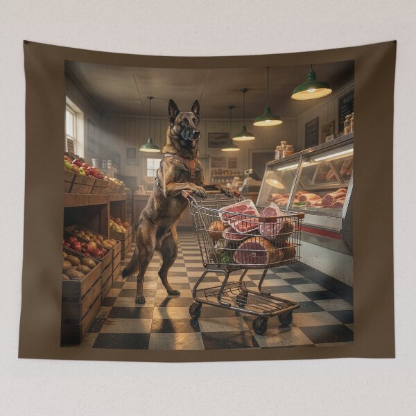 Item preview, Belgian Malinois Shepherd Visits the Butcher designed and sold by Tridentulus.