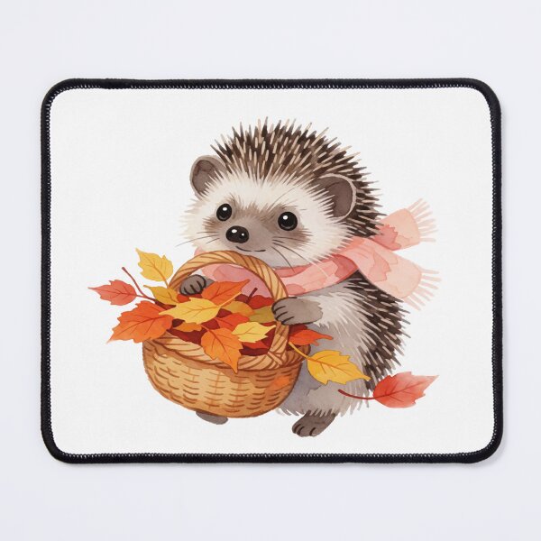 Item preview, Autumn Hedgehog with Leaf Basket | Cute Cottagecore Forest Animal designed and sold by AillustriaAK.