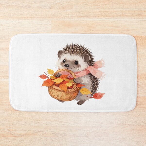 Item preview, Autumn Hedgehog with Leaf Basket | Cute Cottagecore Forest Animal designed and sold by AillustriaAK.