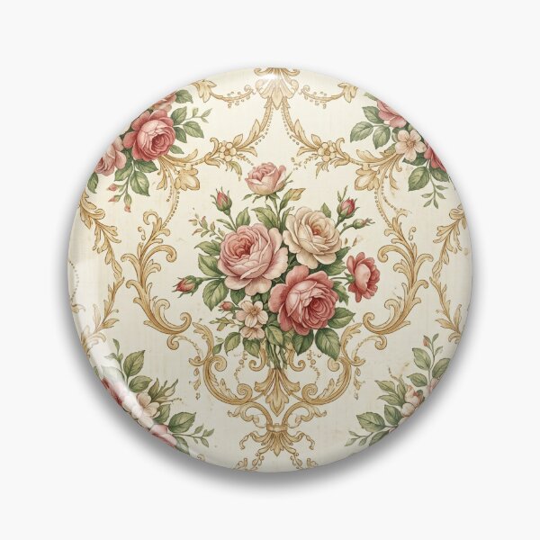 Item preview, Luxury Vintage Rose Damask Pattern - Elegant Baroque Floral Wallpaper with Gold Scrollwork designed and sold by ART BOND.