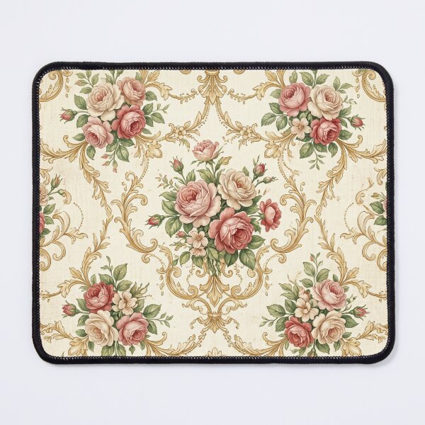 Item preview, Luxury Vintage Rose Damask Pattern - Elegant Baroque Floral Wallpaper with Gold Scrollwork designed and sold by ART BOND.