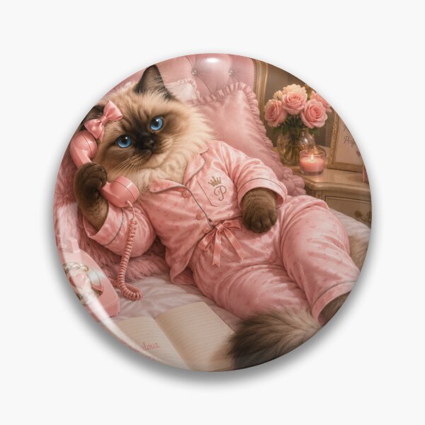Item preview, Princess Pajamas Cat | Cute Fluffy Siamese Cat in Pink Pajamas | Coquette Aesthetic Design designed and sold by AstraDrip Studio.
