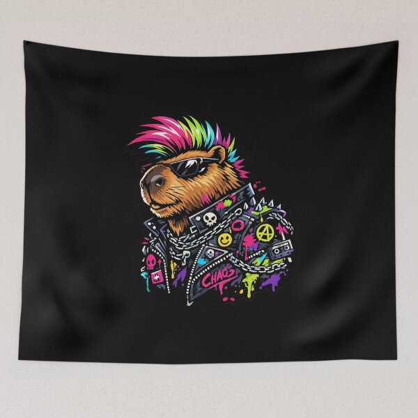 Item preview, Neon Punk Capybara Rebel Street Style designed and sold by NovaMoodCo.