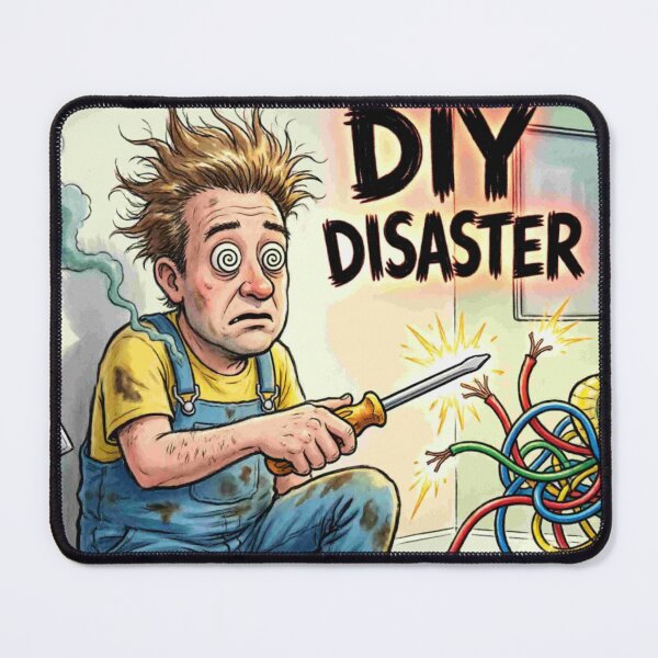 Item preview, DIY Disaster - Electrical Work Fail Funny Cartoon designed and sold by Petringo.