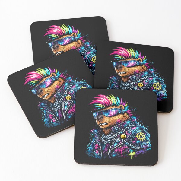 Item preview, Cyberpunk Capybara Neon Future Vibes designed and sold by NovaMoodCo.