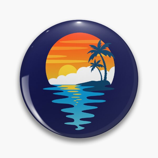 Item preview, Retro Tropical Sunset Circle Waves Palm Trees designed and sold by SolutionsArt.