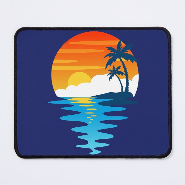 Item preview, Retro Tropical Sunset Circle Waves Palm Trees designed and sold by SolutionsArt.