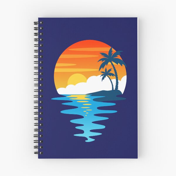 Item preview, Retro Tropical Sunset Circle Waves Palm Trees designed and sold by SolutionsArt.