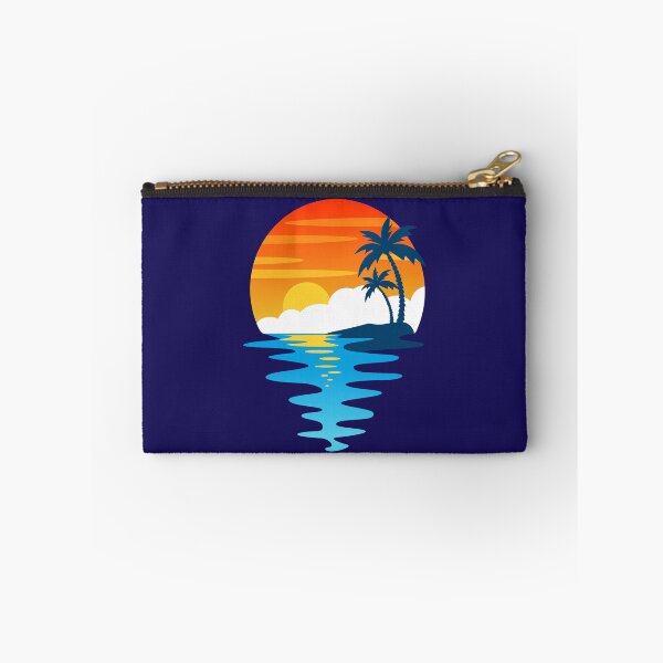 Item preview, Retro Tropical Sunset Circle Waves Palm Trees designed and sold by SolutionsArt.