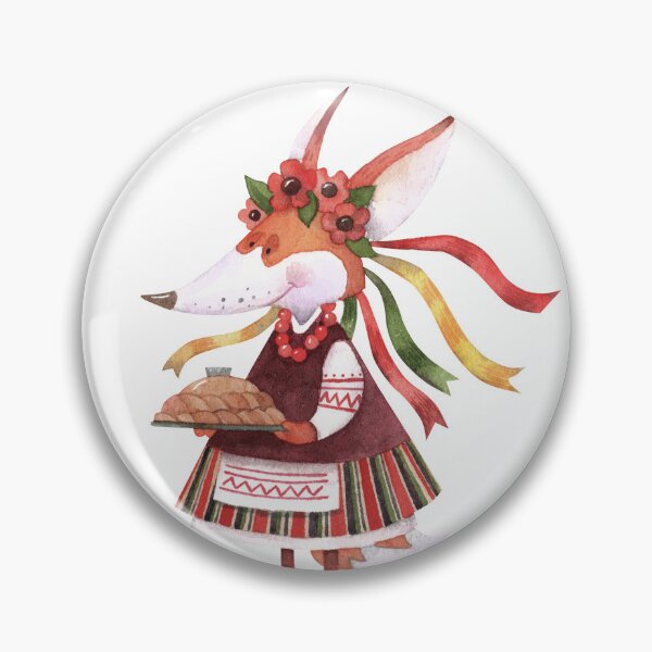 Item preview, Watercolor Ukrainian Folk Fox designed and sold by White Rabbit Design .