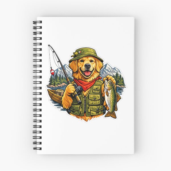 Item preview, Golden Retriever Fisherman Mountain Lake Premium Sticker Design designed and sold by builtforyou.