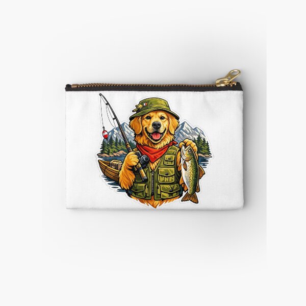 Item preview, Golden Retriever Fisherman Mountain Lake Premium Sticker Design designed and sold by builtforyou.
