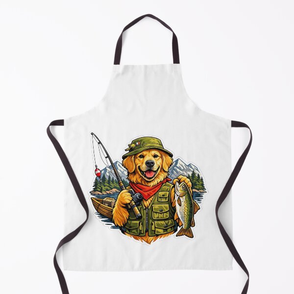 Item preview, Golden Retriever Fisherman Mountain Lake Premium Sticker Design designed and sold by builtforyou.