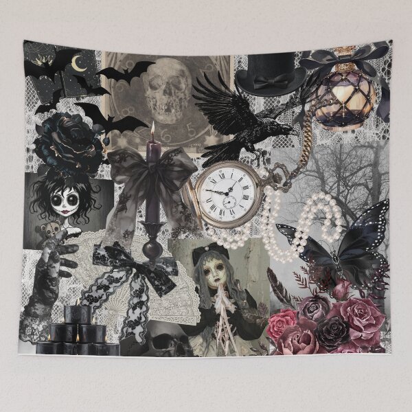 Item preview, Gothic Romance Dark Aesthetic Skull and Raven Collage designed and sold by Side By Side Studio.