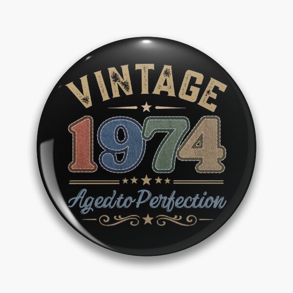 Item preview, Vintage 1974 Aged to Perfection Retro Birthday Design | Born in 1974 | Embroidered Denim Style designed and sold by Silaris Designs.