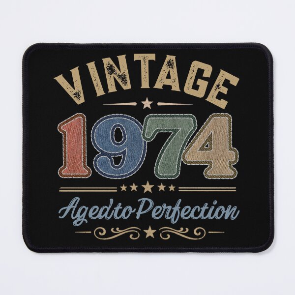 Item preview, Vintage 1974 Aged to Perfection Retro Birthday Design | Born in 1974 | Embroidered Denim Style designed and sold by Silaris Designs.
