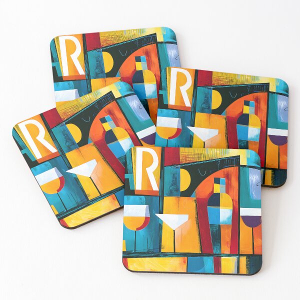 Item preview, Happy Hour in Abstract Color - Bold Geometric Bar Scene Filled with Vibrant Cocktail Energy designed and sold by OlfactoART Studio.