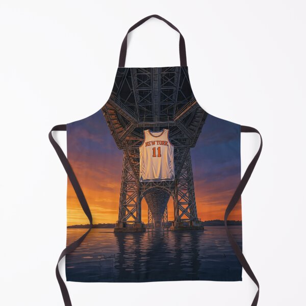 Item preview, Jalen Brunson NY Knicks Jersey Hanging Under GW Bridge designed and sold by Home Decor Art.