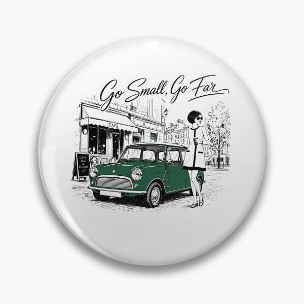 Item preview, Go Small Go Far, Classic Mini Cooper Vintage Car Art designed and sold by NullSpacePrints.