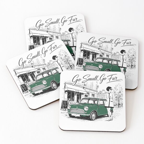 Item preview, Go Small Go Far, Classic Mini Cooper Vintage Car Art designed and sold by NullSpacePrints.