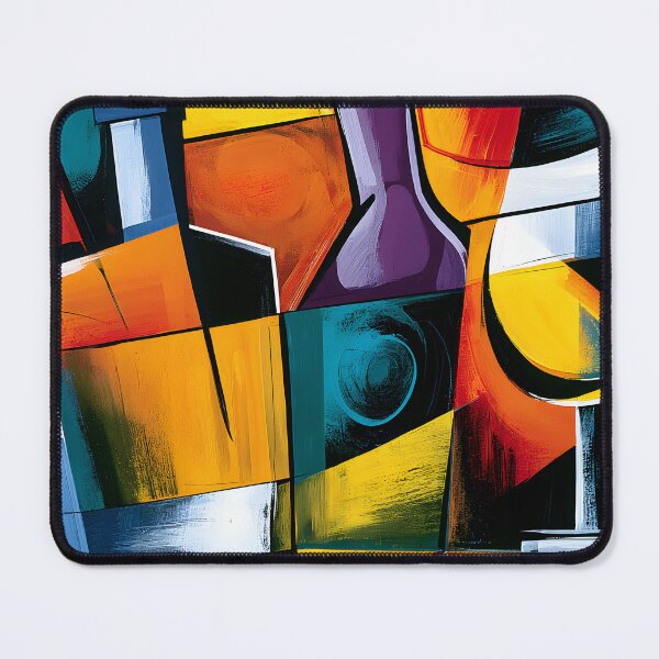 Item preview, Brandy in Bold Geometry - Vibrant Bottles and Glass in Contemporary Abstract Style designed and sold by OlfactoART Studio.