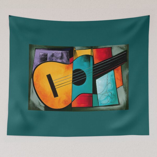 Item preview, Abstract Guitar Harmony - Bold Geometric Forms and Vibrant Musical Expression designed and sold by OlfactoART Studio.