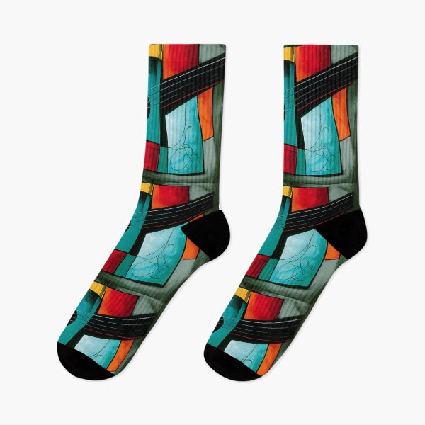 Item preview, Abstract Guitar Harmony - Bold Geometric Forms and Vibrant Musical Expression designed and sold by OlfactoART Studio.