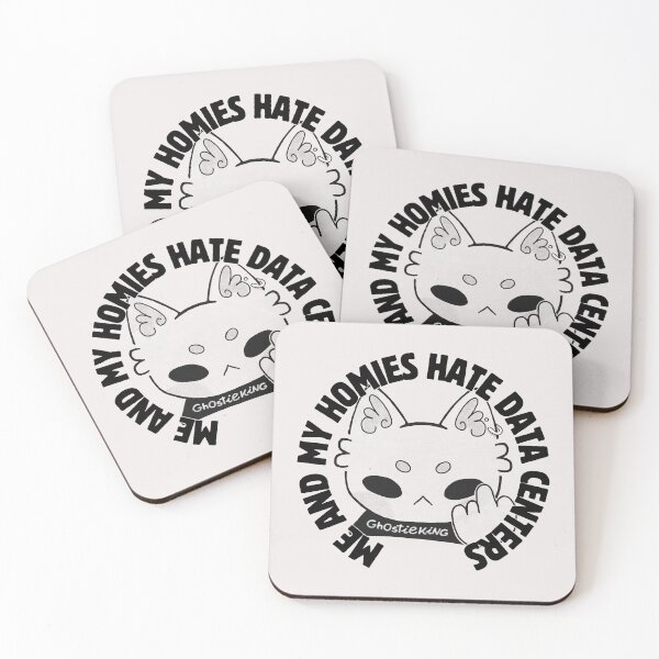 Item preview, Me and My Homies Hate Data Centers | Anti AI Art | Nimbus Cat Badge Sticker designed and sold by ghostieking.