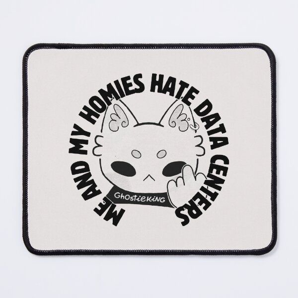 Item preview, Me and My Homies Hate Data Centers | Anti AI Art | Nimbus Cat Badge Sticker designed and sold by ghostieking.