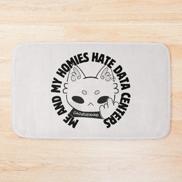 Item preview, Me and My Homies Hate Data Centers | Anti AI Art | Nimbus Cat Badge Sticker designed and sold by ghostieking.