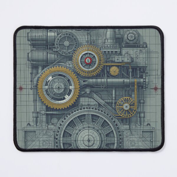 Item preview, Vintage Industrial Gear Engine Blueprint Mechanical Design designed and sold by Evergreen Horizon Works.
