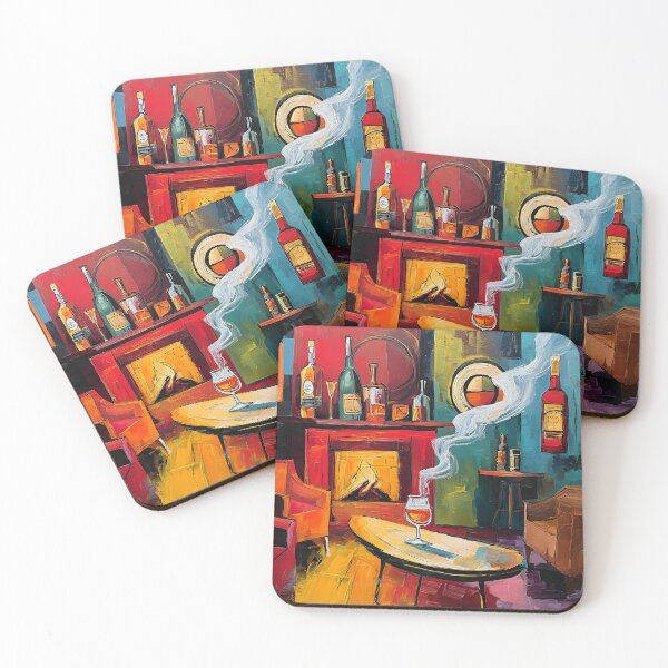 Item preview, Salón de vinos junto a la chimenea: elegancia acogedora con colores vibrantes y encanto atemporal. designed and sold by OlfactoART Studio.