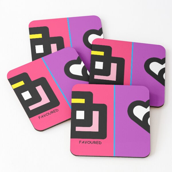 Item preview, Bold Double Hearts and Geometric Squares Abstract Wall Art Print designed and sold by FavouredStudio.