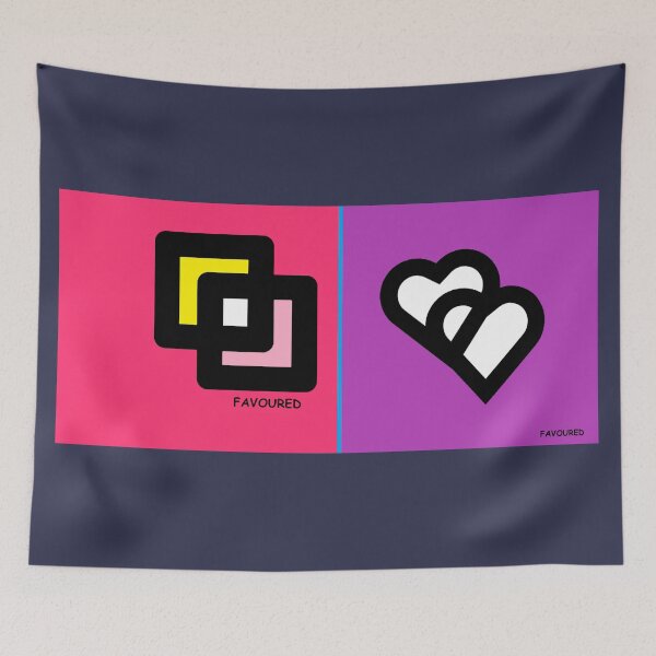 Item preview, Lámina decorativa abstracta con corazones dobles llamativos y cuadrados geométricos. designed and sold by FavouredStudio.