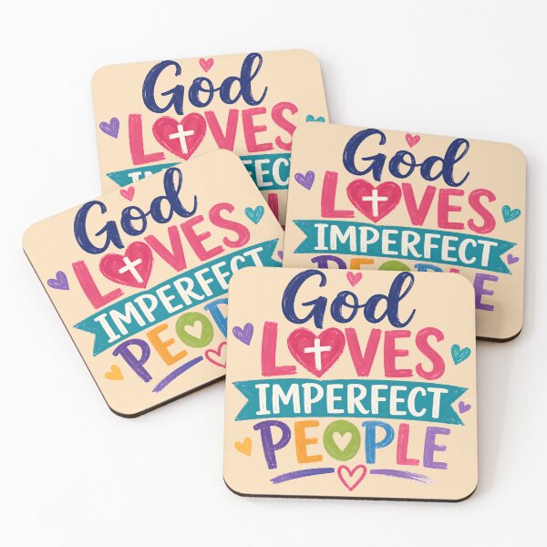 Item preview, God Loves Imperfect People | Colorful Christian Inspirational Typography designed and sold by Stubblejumper Artworks.