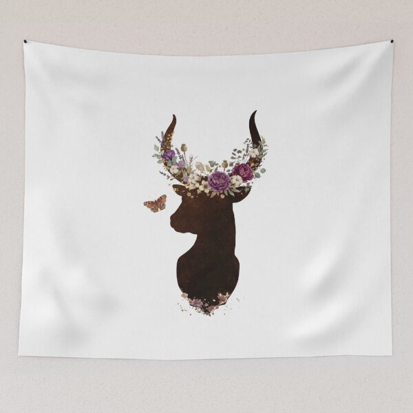 Item preview, Boho Floral Deer Silhouette - Wildflower Nature Art designed and sold by artbywafa2025.