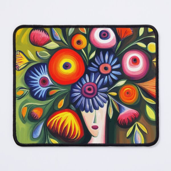 Item preview, Woman with Abstract Flowers Hair designed and sold by Vicky Brago-Mitchell®.