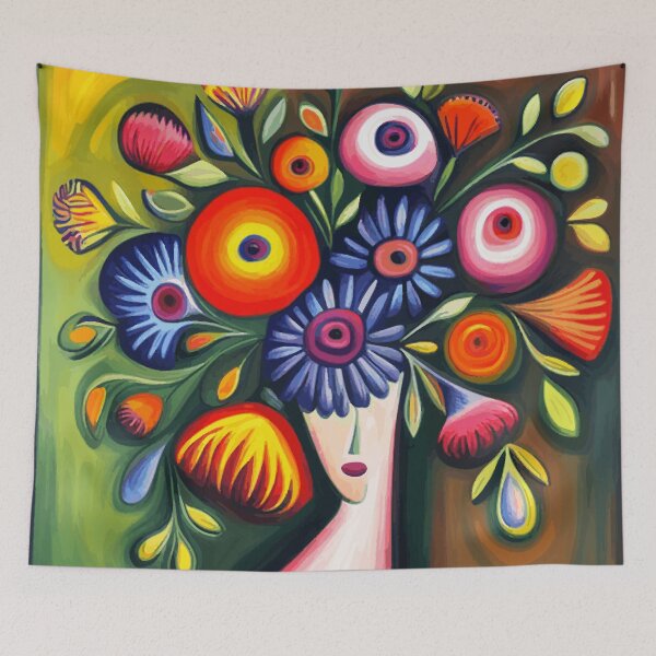 Item preview, Woman with Abstract Flowers Hair   designed and sold by Vicky Brago-Mitchell®.