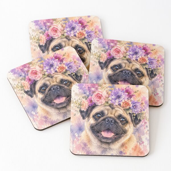 Item preview, Floral Pug designed and sold by Weird & wonderful .