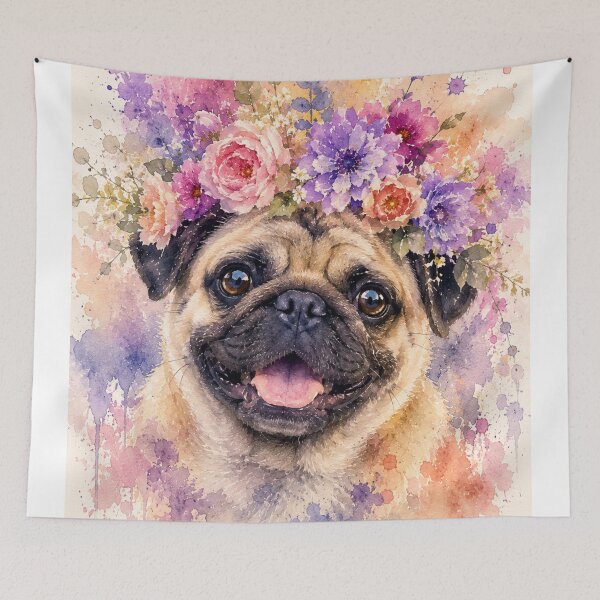 Item preview, Floral Pug designed and sold by Weird & wonderful .